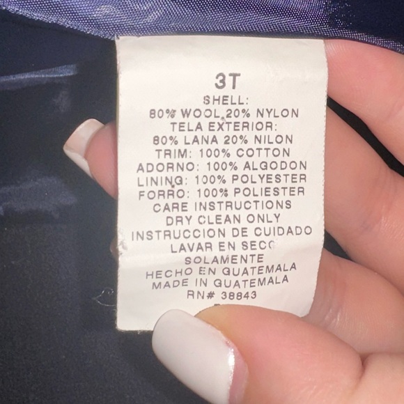 Tailored by Rothschild girls Navy Wool Double-Breasted Kids Coat 3T winter fall - Picture 3 of 9